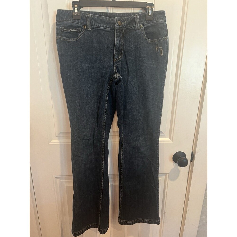 Harley-Davidson Women’s Boot Cut Jeans 8 Dark Wash Stretch Denim Embroidered